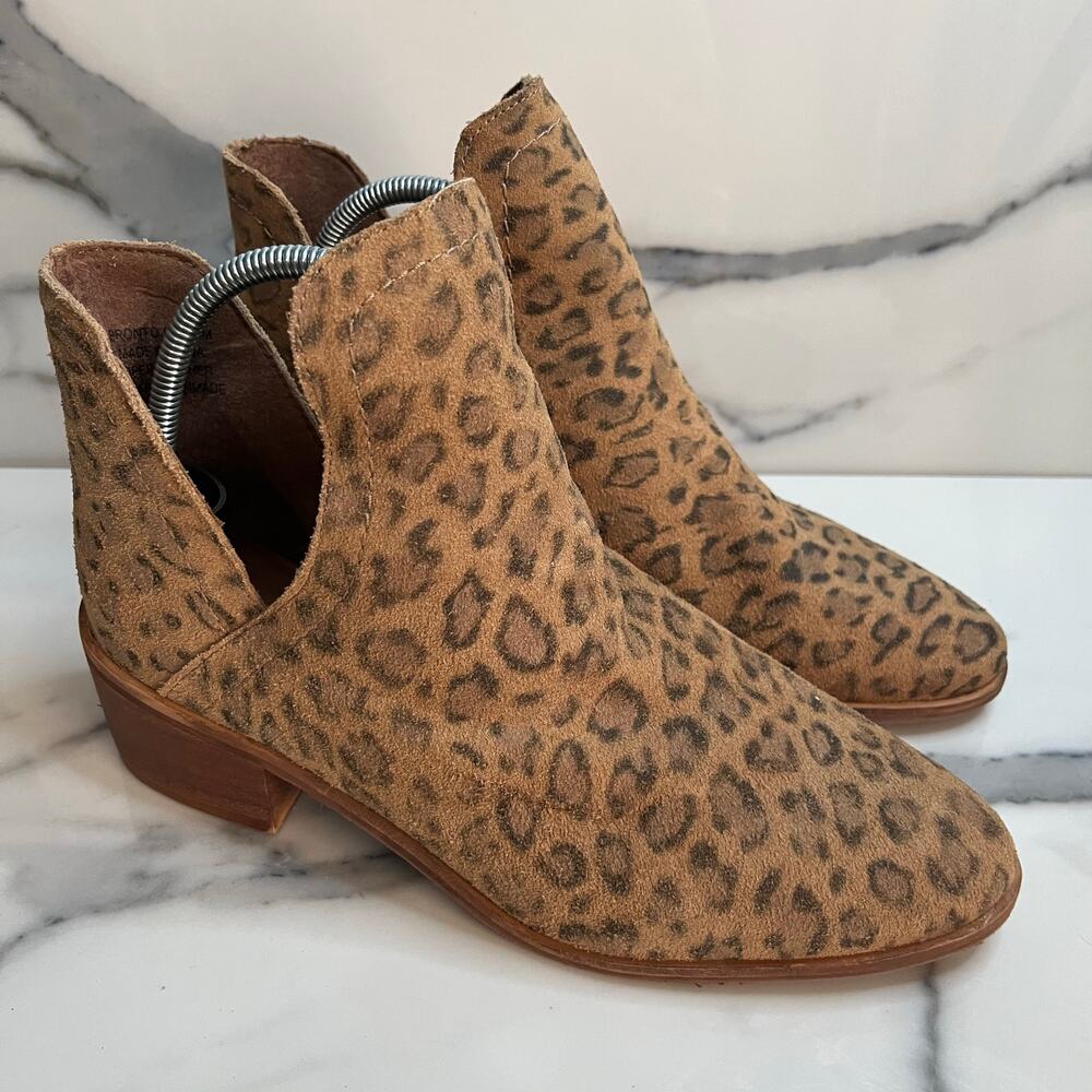 Coconuts by Matisse Women's Leopard Leather Pronto Booties Sz 8 Festival Boho